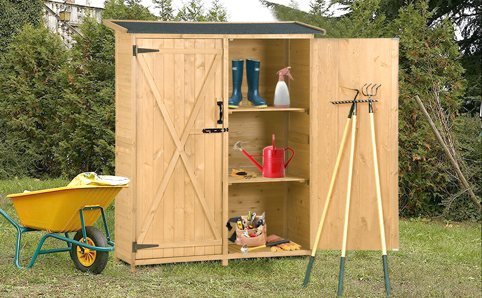 Outdoor 5.3ft Hx4.6ft L Wood Storage Shed Tool Organizer,Garden Shed