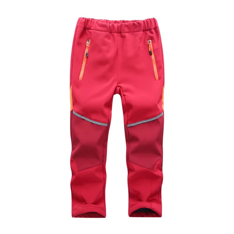 Unisex Fleece Lined Waterproof Hiking Pants School Kids Sporty Climbing Trousers