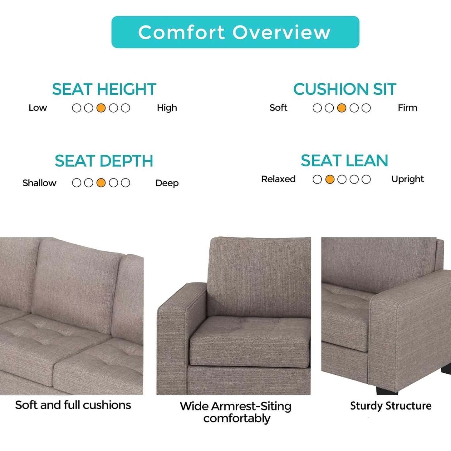 Sectional Corner Sofa L-Shape Couch