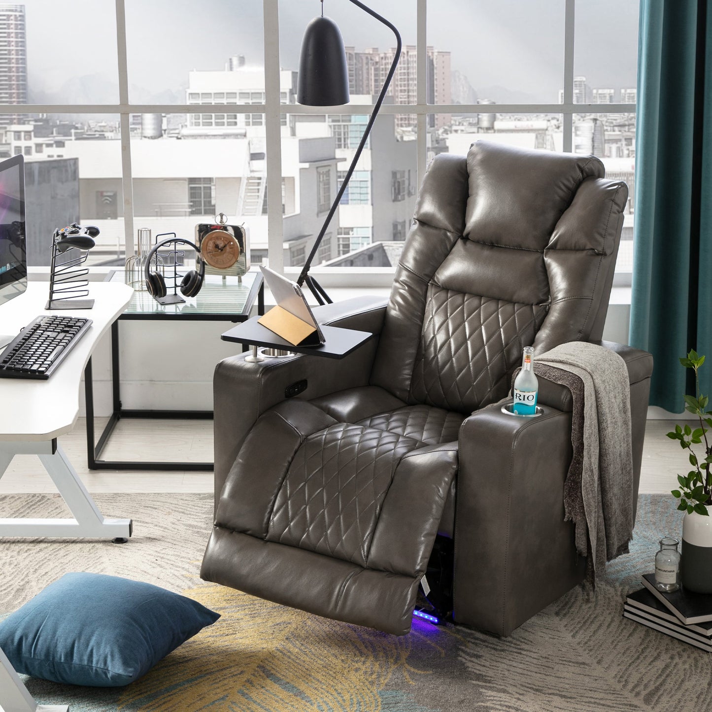 Power Motion Recliner With USB Charging Port and Hidden Arm Storage