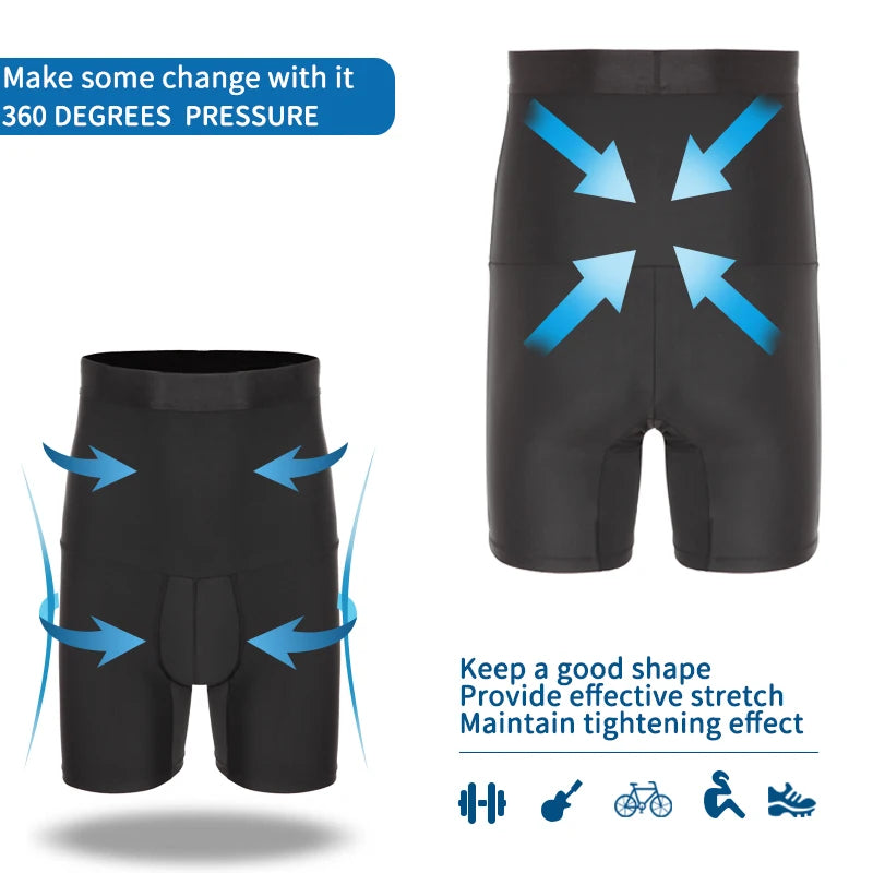 Mens Body Shaper Compression Shorts Waist Trainer Shapewear