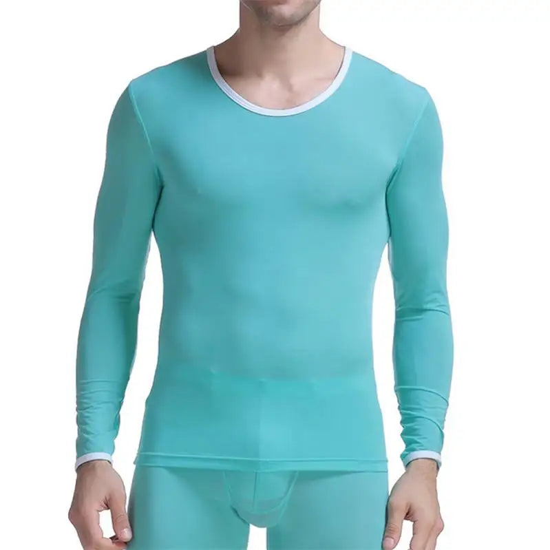 Men's Undershirt Thermal Super Thin Men Ice Silk Underwear Sheer T Shirts