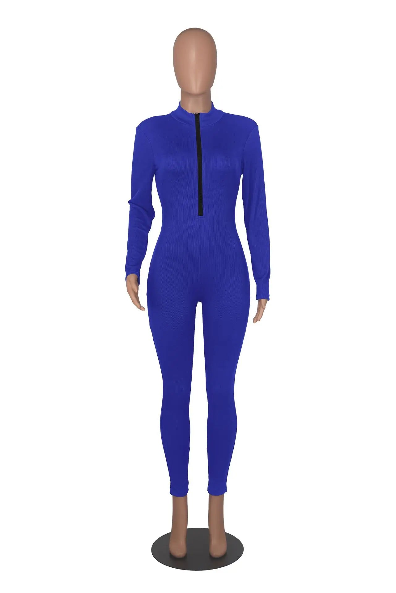 Office Lady Winter Jumpsuits  Ladies Zip Up Long Sleeve Jumpsuit