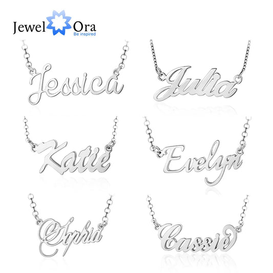 Sterling Silver Personalized Nameplate Letter Necklace Custom Name Pendants