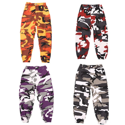 Wine Kid Hip Hop Clothing Camouflage Jogger Pants