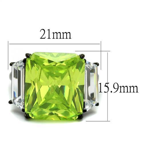 Stainless Steel Ring With AAA Grade CZ in Apple Green Color