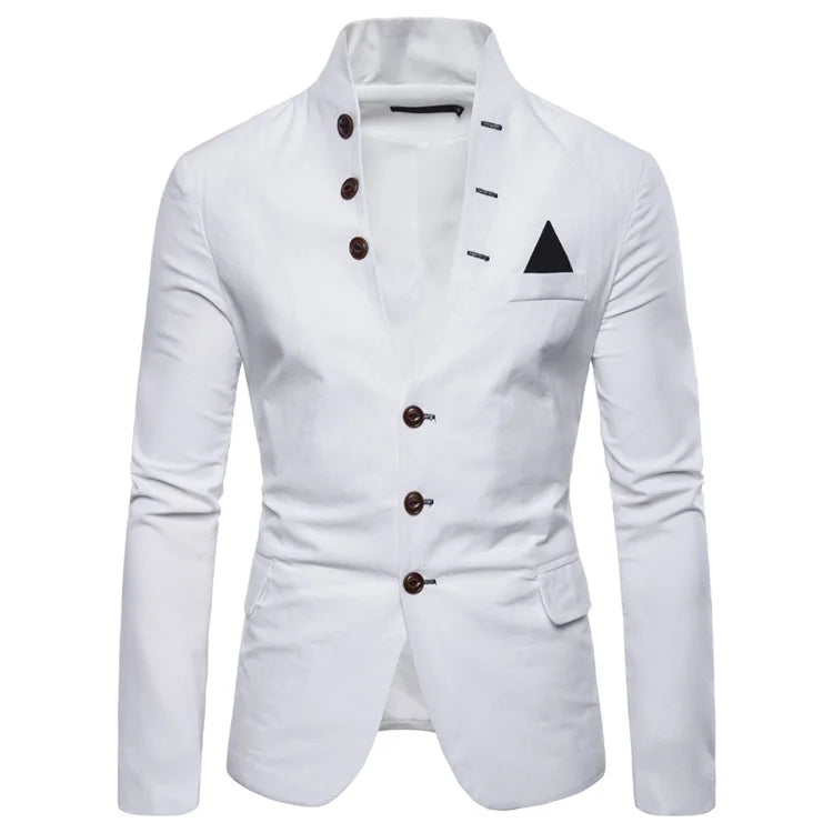 Multi-Button Decoration Casual Standing Lapel  Men's Suit Jacket Sehe Fashion