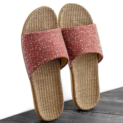 New Linen Slippers for Men Outside Beach Walking Slippers Male Home Non-Slip