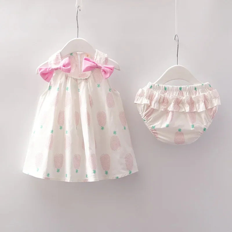 New Newborn Baby Girls Clothes Sleeveless Dress+Briefs 2PCS Outfits