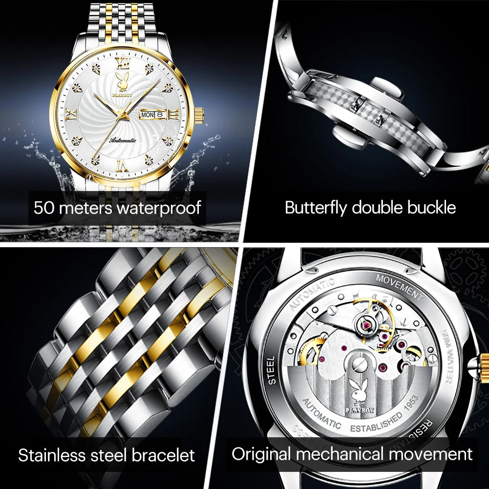 Stainless Steel  Watches Business Automatic Men Luxury`Mechanical Watches