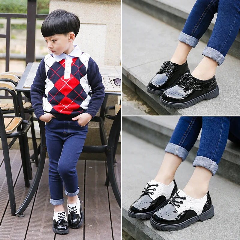 Shoes for Boys Girls British Style Children's Casual Sneakers Leather