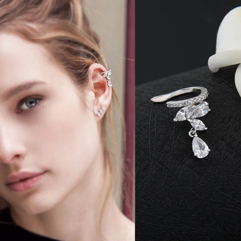 Water Clip Earrings Jewelry Zirconia Crystal Jackets Jewelry