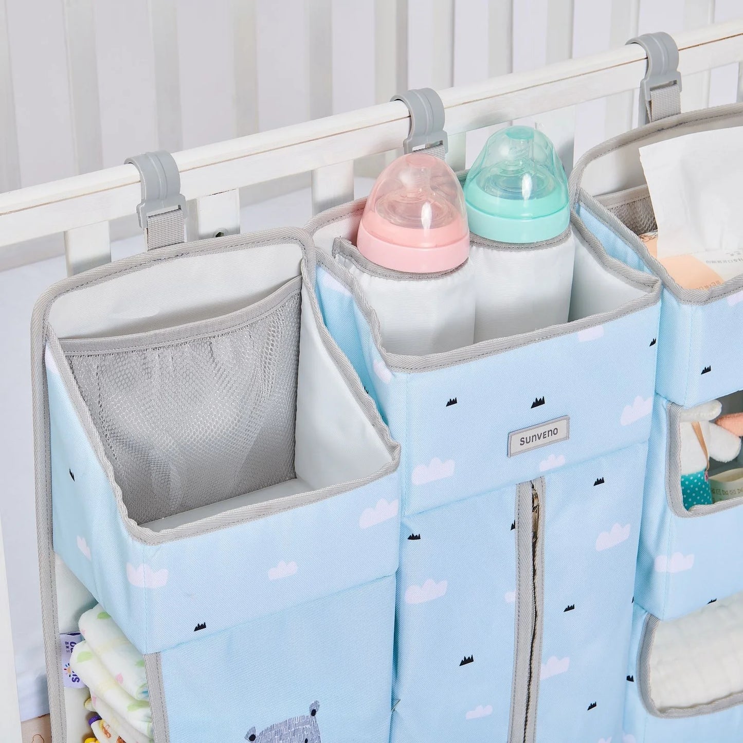 Sunveno Crib Organizer for Baby Crib Hanging Storage Bag Baby Clothing