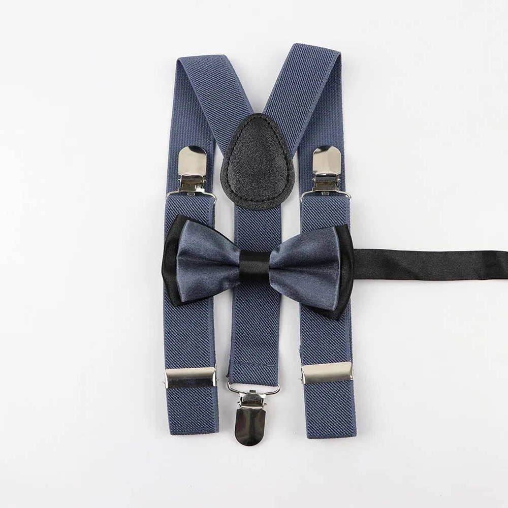 Polyester Y-Back Braces Two Colors Bow Tie Adjustable Elastic Kids