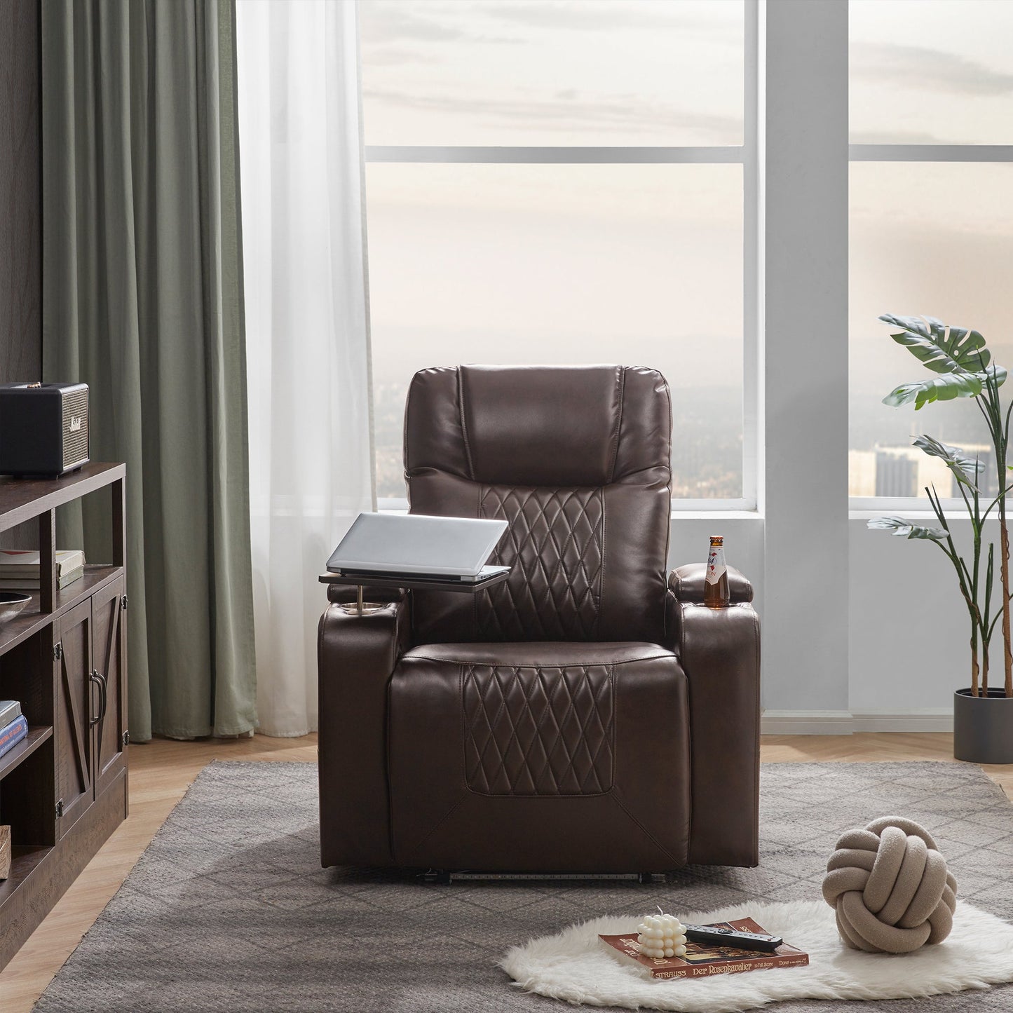 Power Motion Recliner With USB Charging Port and Hidden Arm Storage