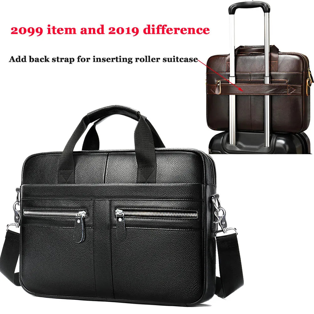 WETSTAL Men's Leather Bag for 14 Laptop Bag Computer Mens Briefacase