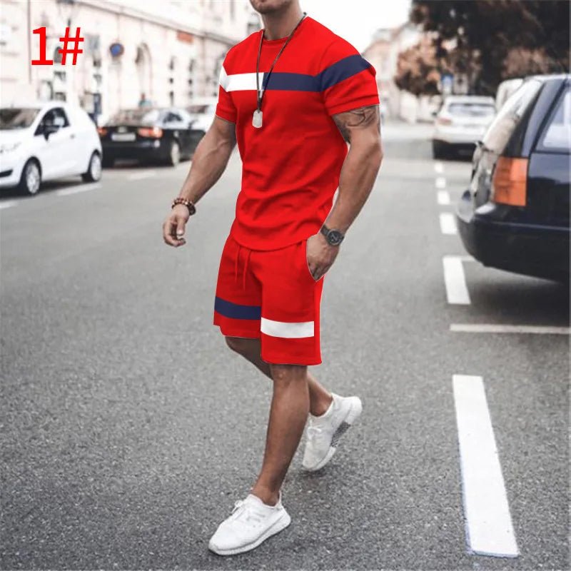 Two Piece Set Shorts Summer T Shirt and Short Set Men