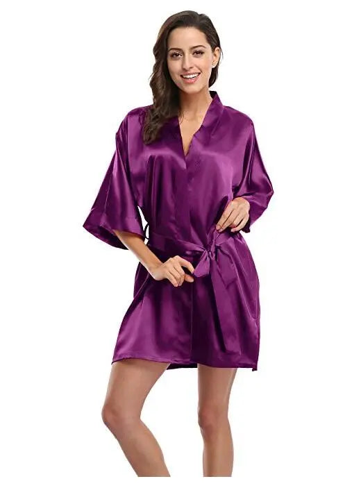 Sexy Large Size Sexy Satin Night Robe Lace Bathrobe Wedding Bride Robes