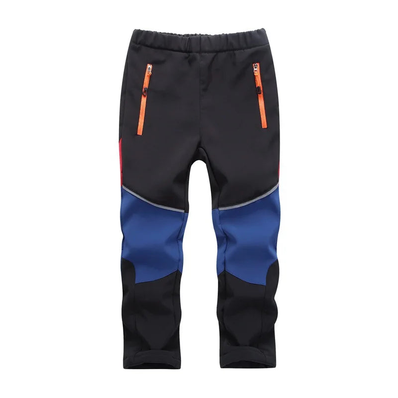 Unisex Fleece Lined Waterproof Hiking Pants School Kids Sporty Climbing Trousers