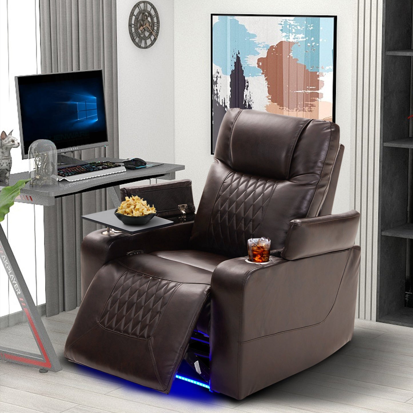 Power Motion Recliner With USB Charging Port and Hidden Arm Storage