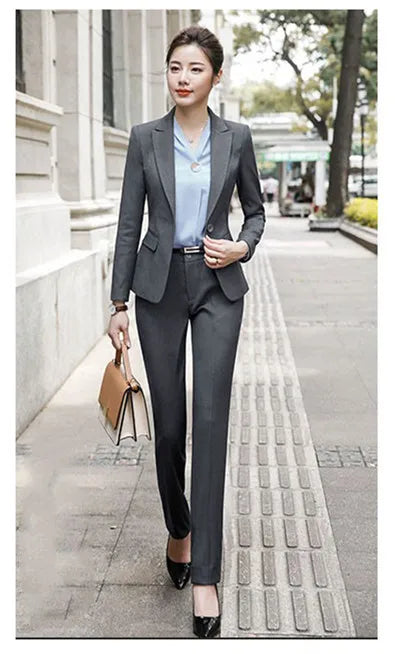 Pant Suits Office Lady Formal Pants Blazer Set Casual Trousers Jacket Suit