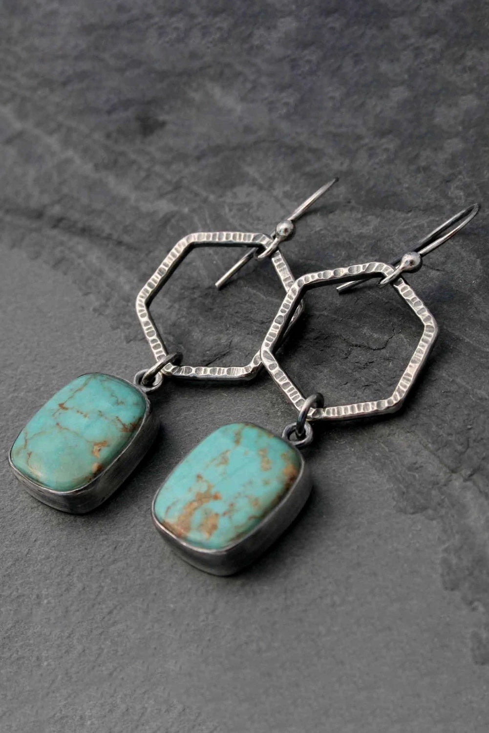 Vintage Turquoise Geometric Drop Earrings