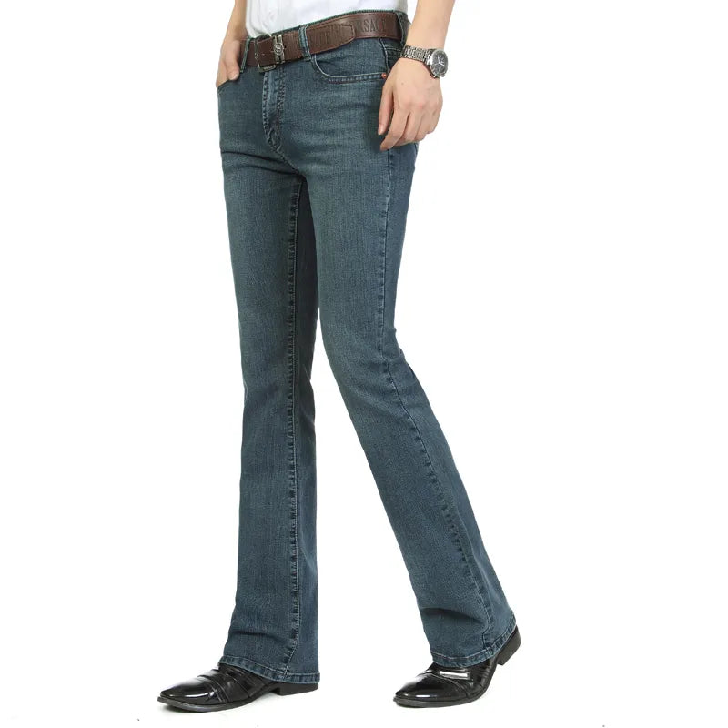 Men's Business Casual Pants Male Mid Waist Elastic Slim jeans