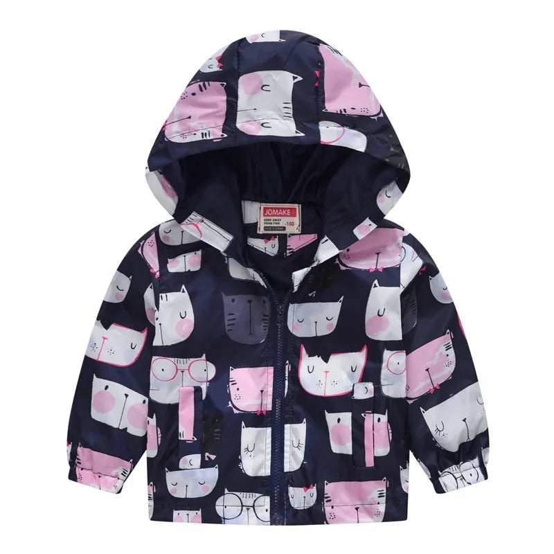 Spring Windbreaker for Girls Boy Dinosaur Childrens' Jacket 2 to 8 Years