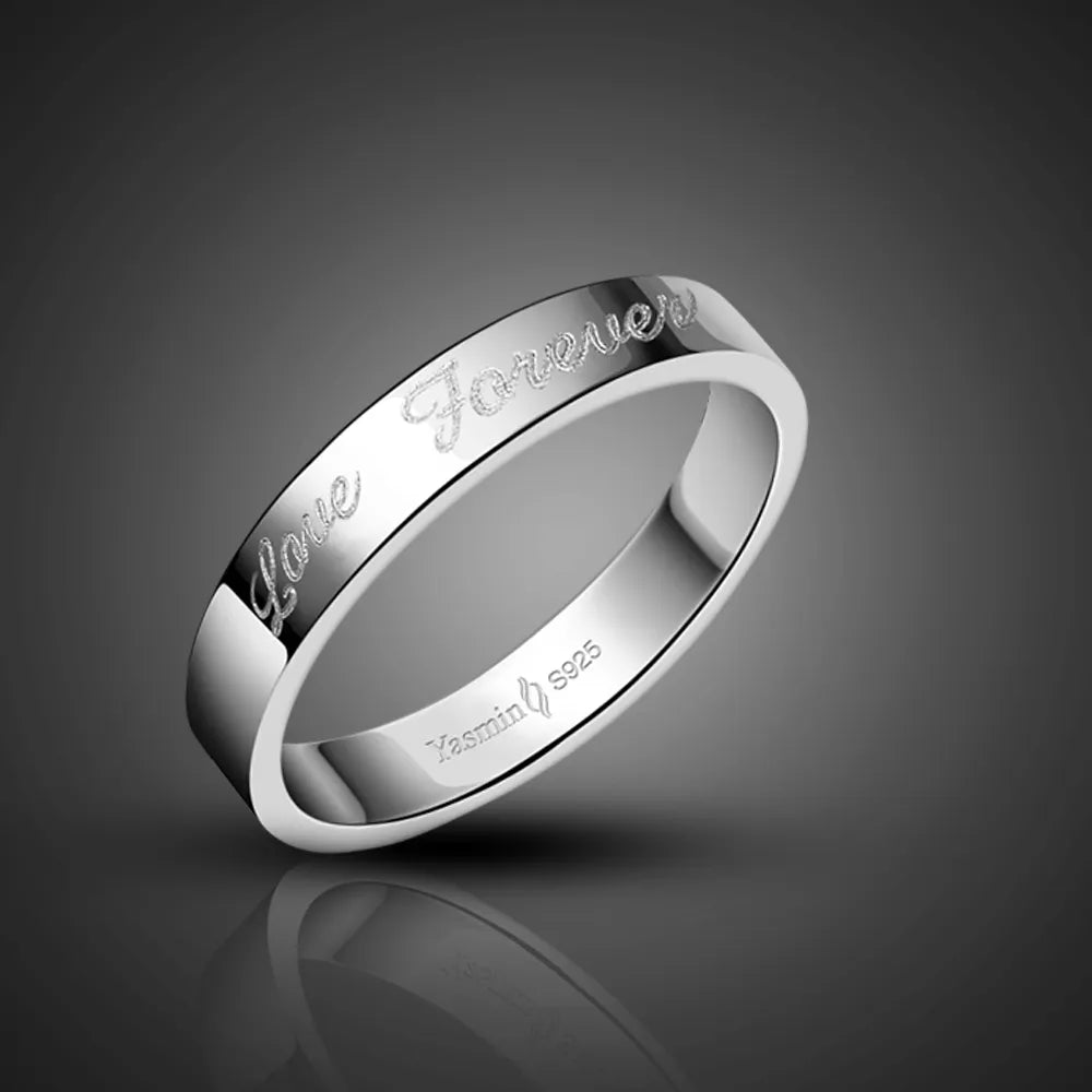 Simple Marriage Engagement Ring Sterling Silver Couple Ring