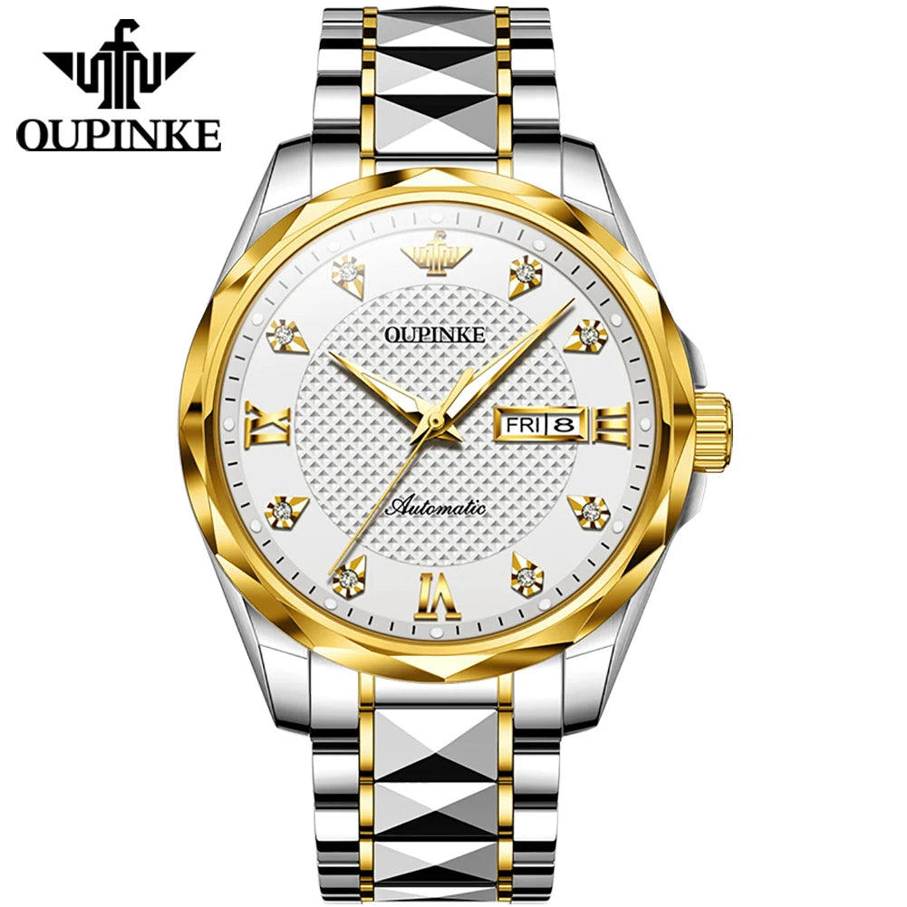 Water Resistant Stainless Steel Mechanical Wristwatch Multifunction Watch