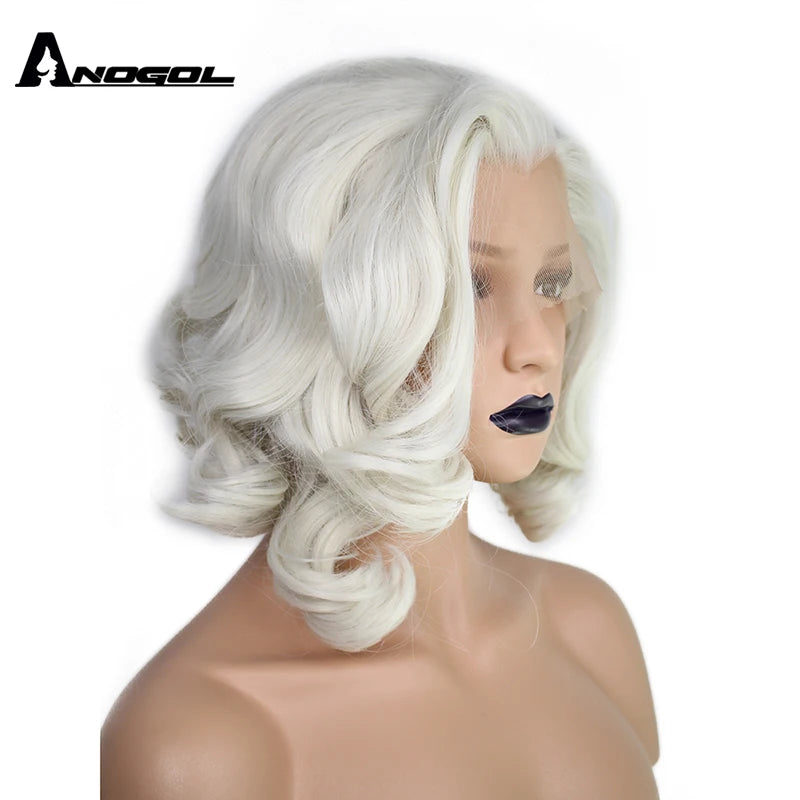 Synthetic Short Body Wave Bob White Front Wigs