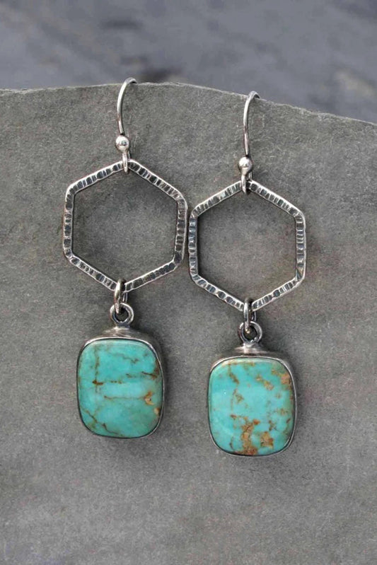 Vintage Turquoise Geometric Drop Earrings