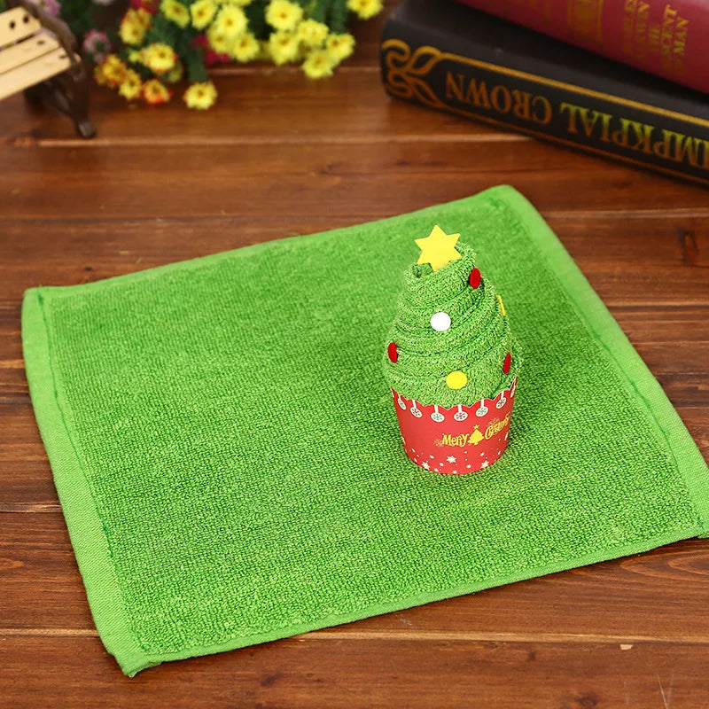 Merry Christmas Gift Cupcake Cotton Towel Natal Noel New Year Decoration