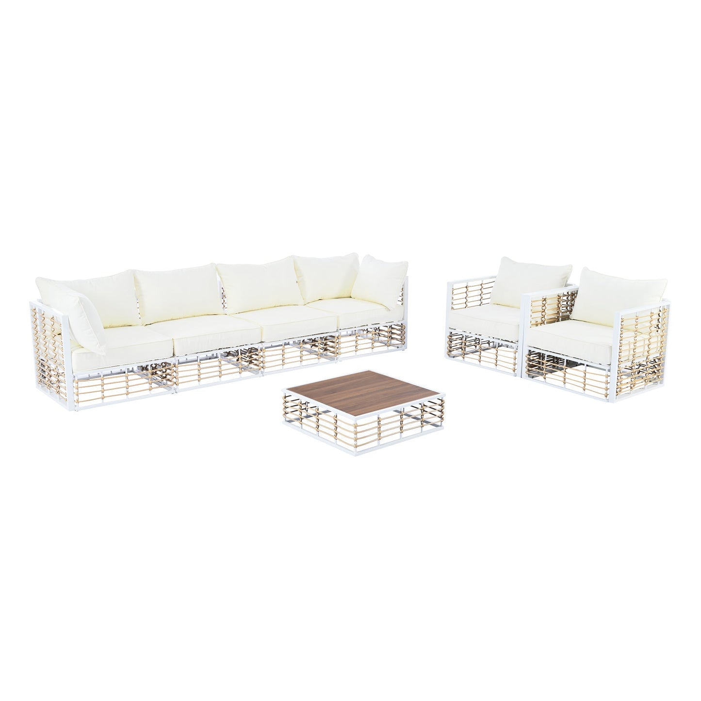 Modern Minimalist 7-Piece Metal Patio Sectional Sofa Set