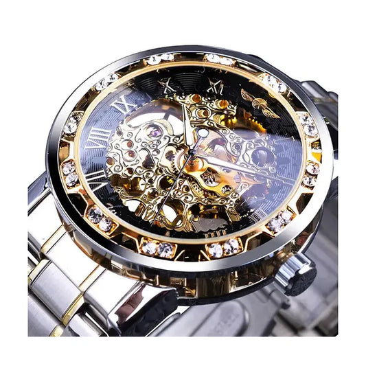 Stainless Steel Wristwatch Mechanical Clock Skeleton Men Automatic Watch