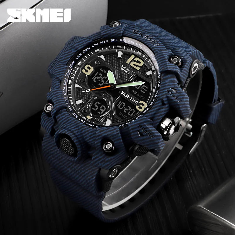 SKMEI Luxury Denim Style Sports Watches Men Digital Quartz Watch