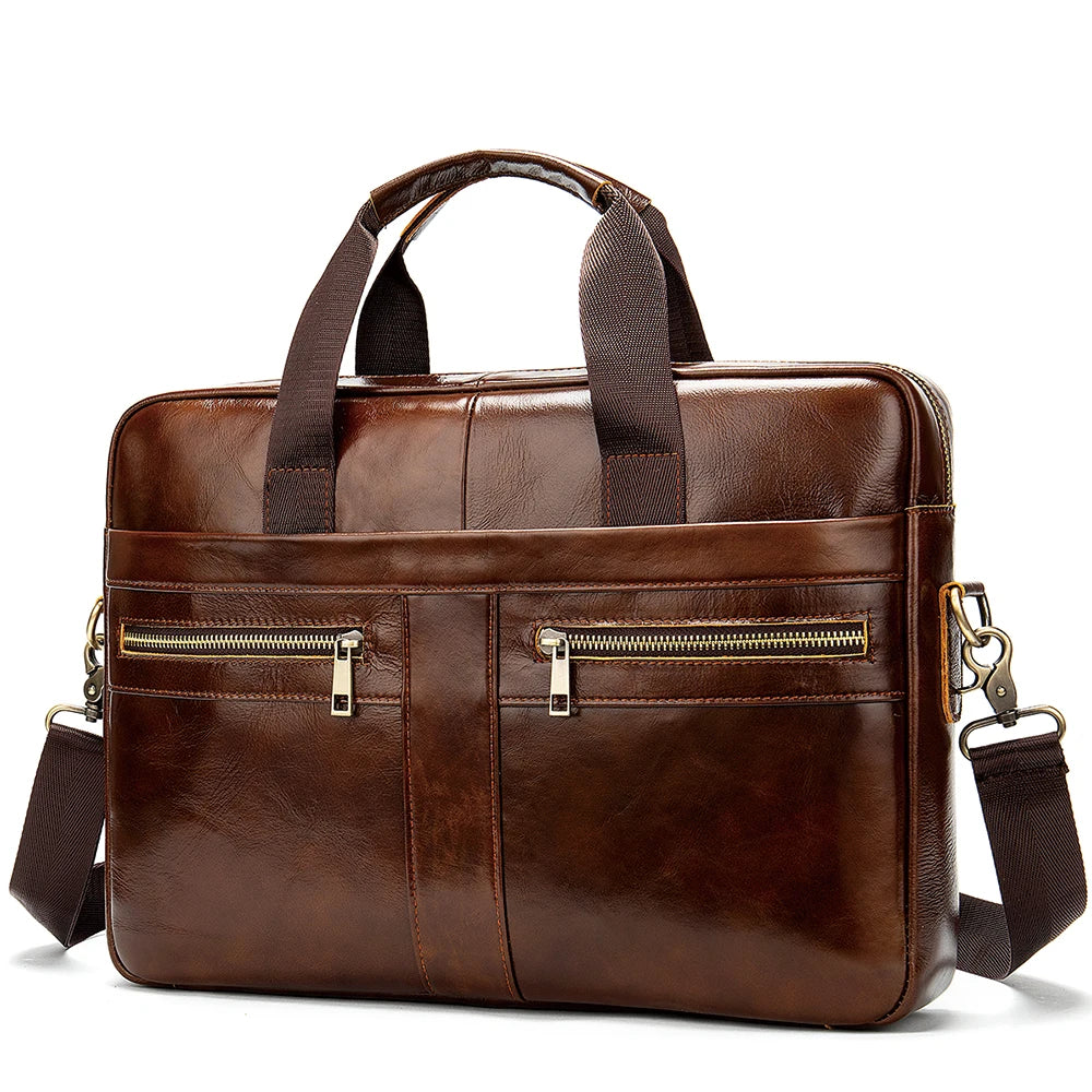 WETSTAL Men's Leather Bag for 14 Laptop Bag Computer Mens Briefacase