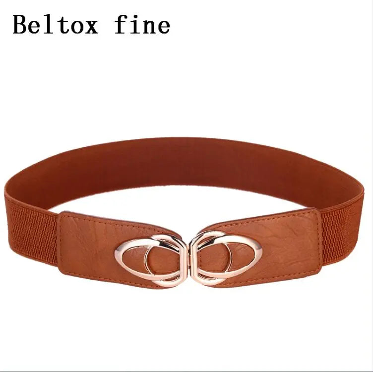 Thick PU Leather Elastic Wide Belts for Women Stretch Waist Dress Plus Size