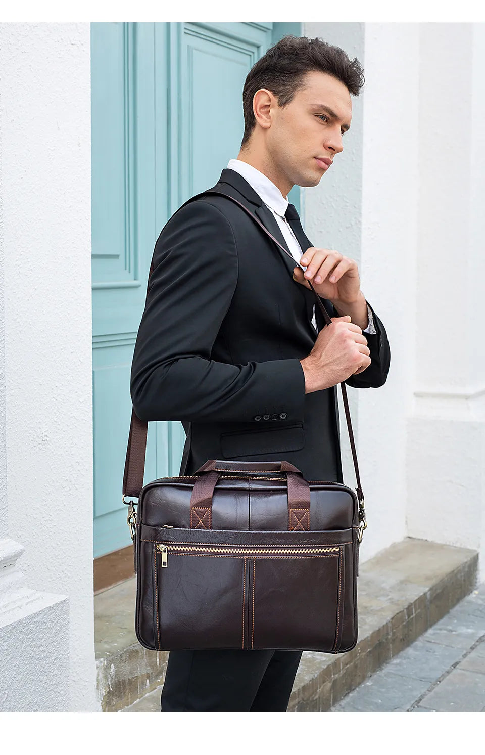 WESTAL Men's Briefcase Men's Bag Genuine Leather Laptop Bag