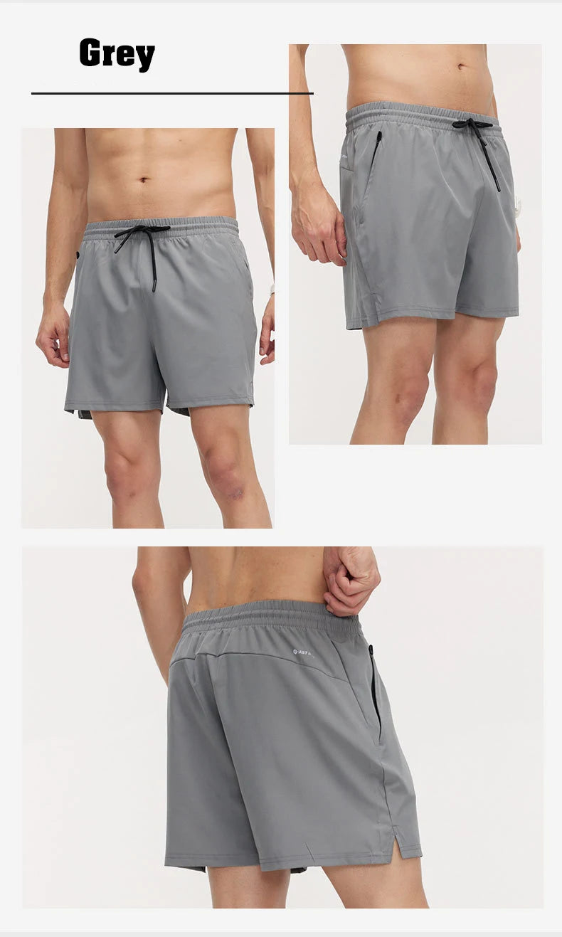 Zipper Side Pocket Sports Gym Running Fitness Shorts for Men