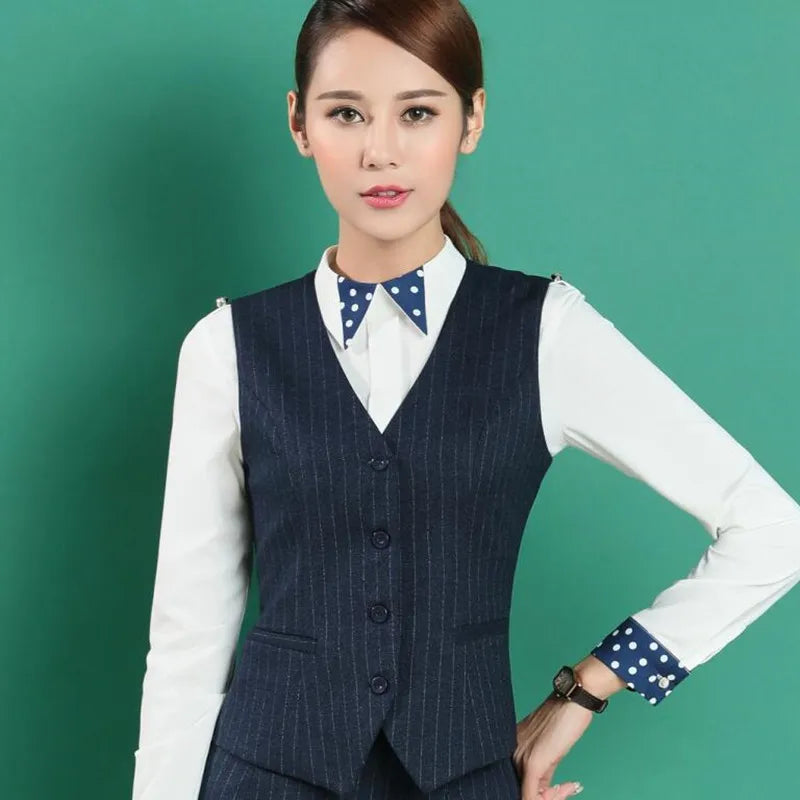 Women Stripe Vest Clothes for Office Ladies Fashion Tops Work Wear