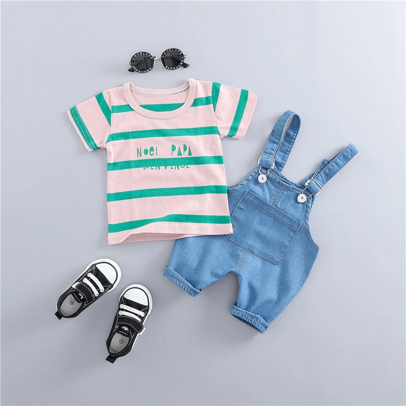 Summer Baby Girl Clothes Children Clothing Boys Short Sleeve T-Shirt Overalls