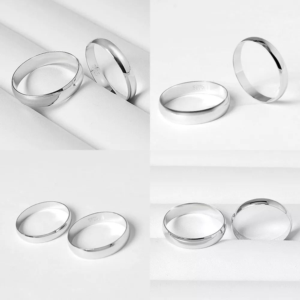 Simple Marriage Engagement Ring Sterling Silver Couple Ring