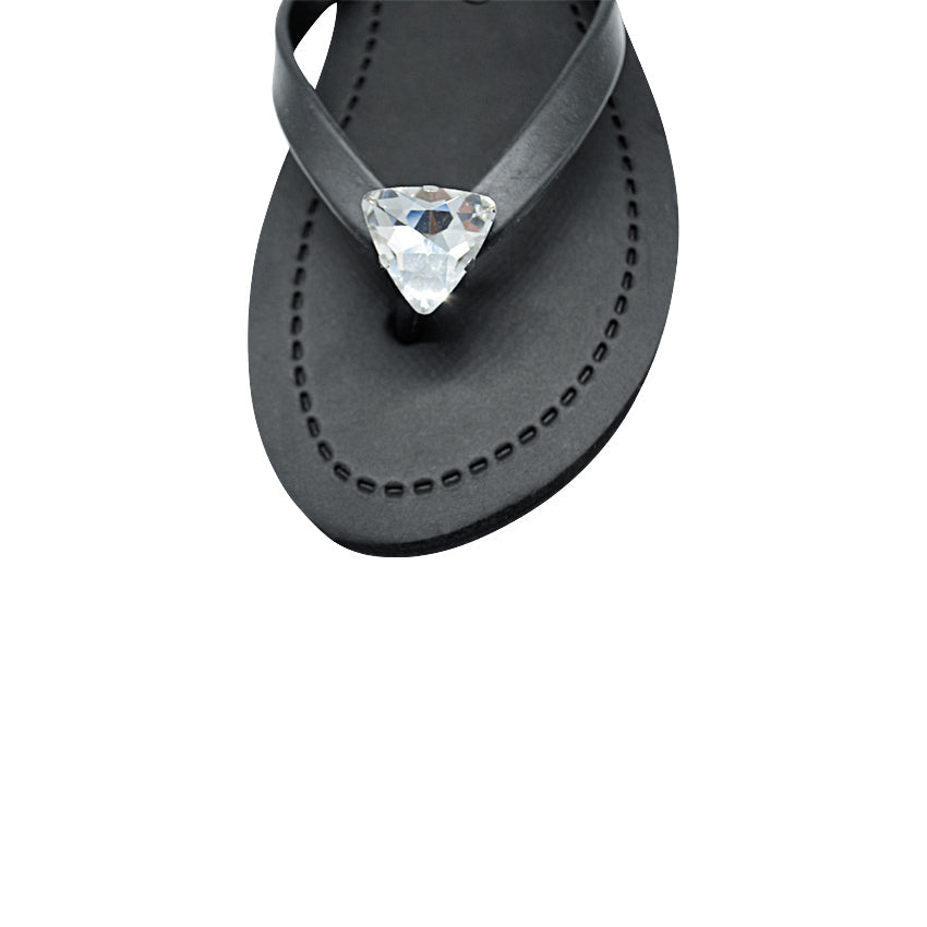 Triangle Studs - Crystal Flat Flip Flops Sandal