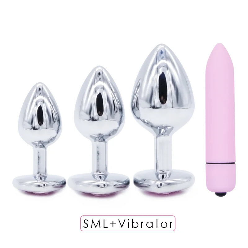 Vagina Balls Anal Beads Crystal Jewelry Heart Stainless Steel Butt Plug