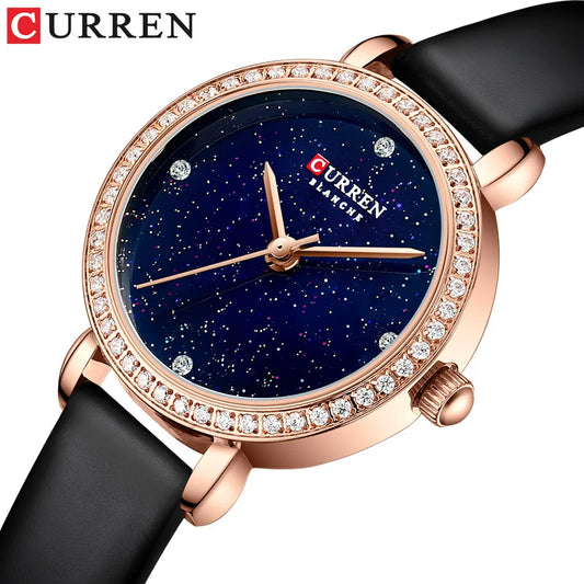 Rhinestone Quartz Watches Female Leather Waterproof Women's Watch