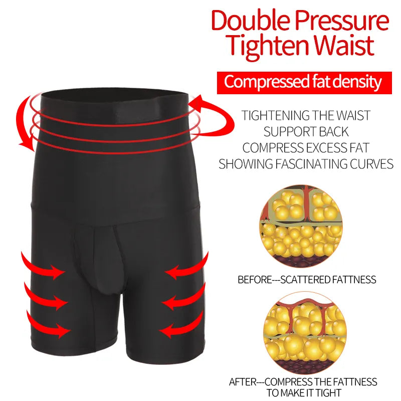 Mens Body Shaper Compression Shorts Waist Trainer Shapewear