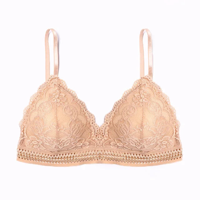 Seamless Deep v Lace Bras for Women Wireless Push Up Bra