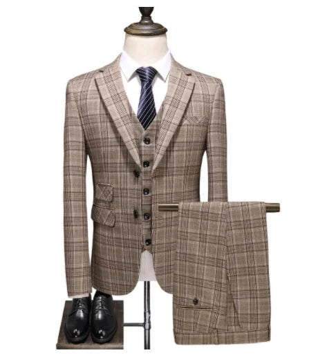 Plaid Suits Three-Piece Men's Business Leisure Suits