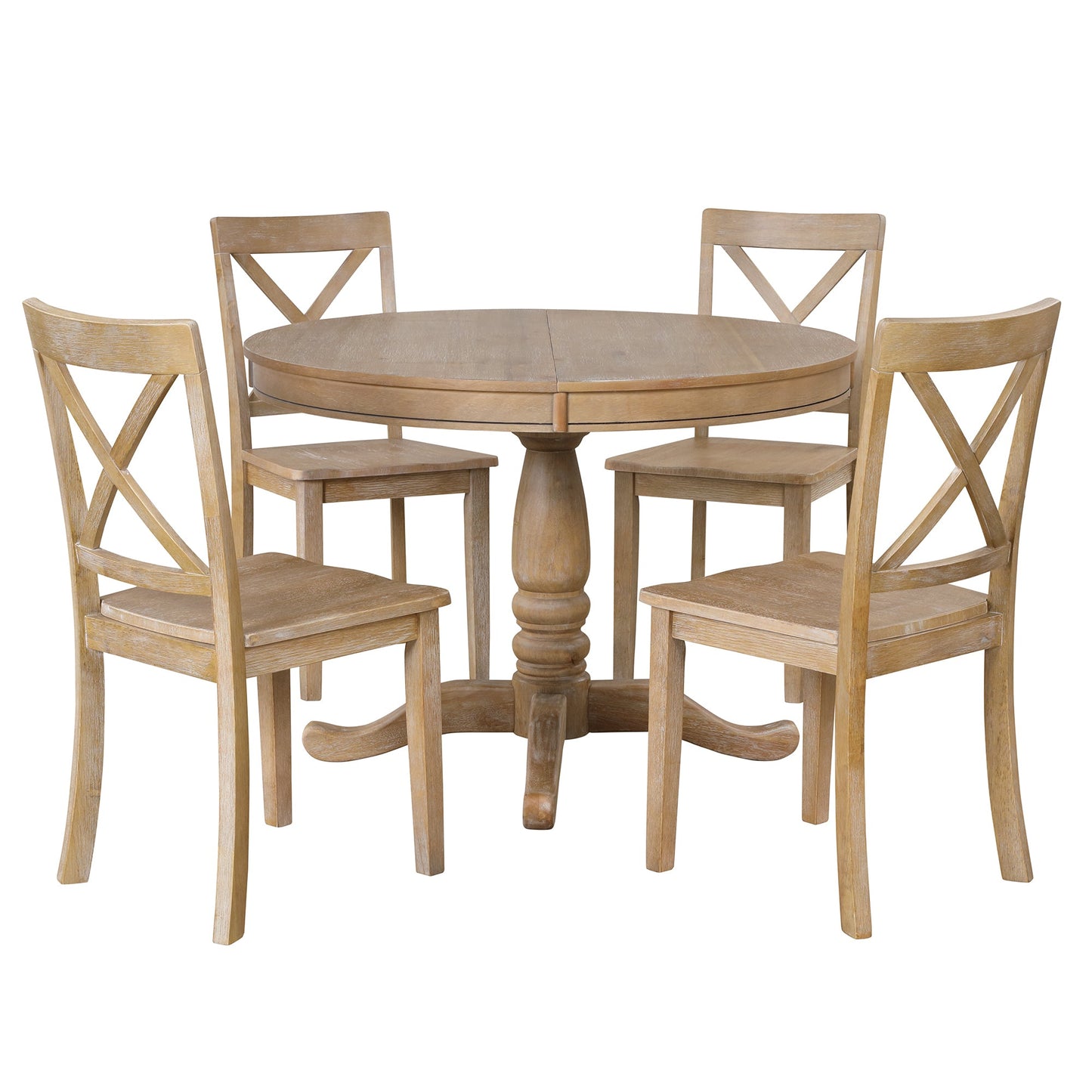 Modern Dining Table Set for 4,Round Table and 4 Kitchen Room Chairs